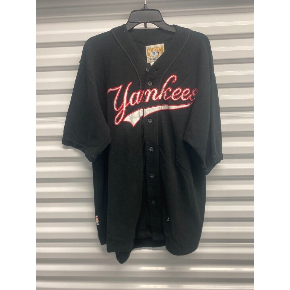 Vintage New York Yankees Mirage Cooperstown Collection Jersey Shirt Size L Black